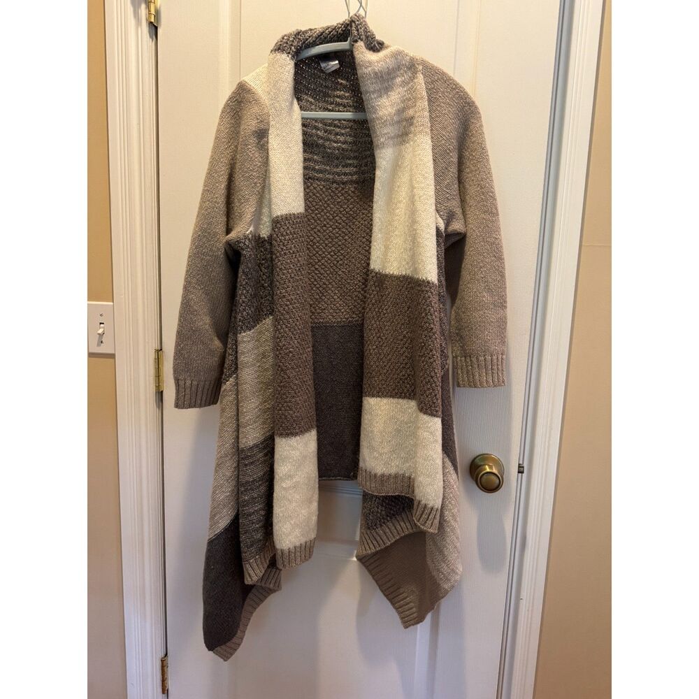 Chico's Colorblock Patchwork Open Front Longline Cardigan Sweater - Size 3 / XL